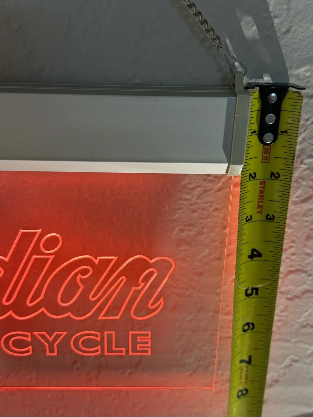 Indian Motorcycle LED Acrylic Hanging Light Sign Red Illuminated Garage Decor